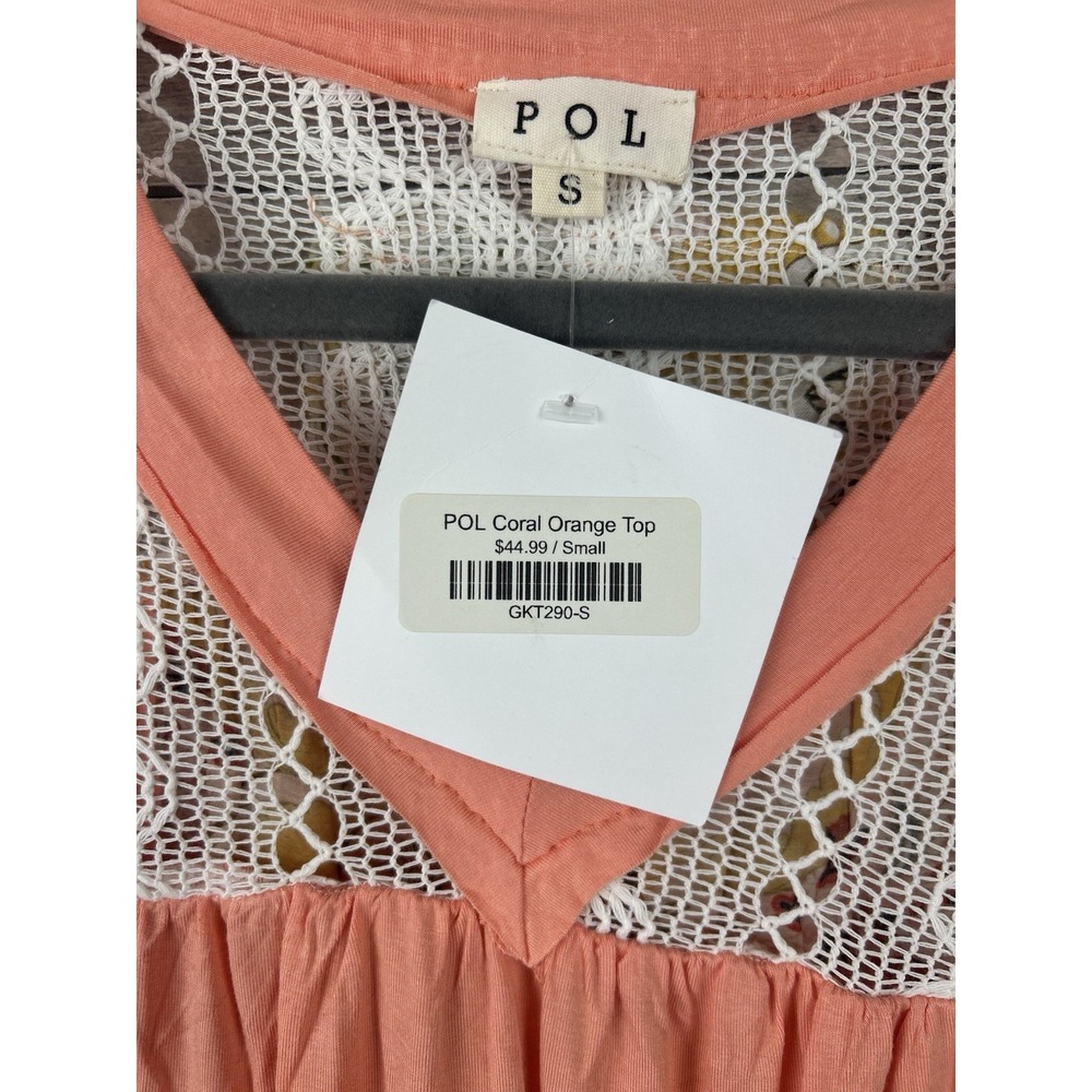 POL Women's Small Coral Short Sleeve Blouse - Picture 4 of 7